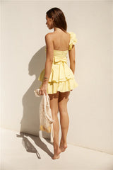 Ruffled Out Mini Dress Yellow