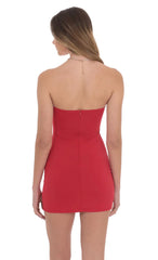 Double Twist Cutout Dress in Red