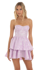 Jacquard Corset Mini Dress in Lilac