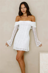 Secret Smile Lace Off Shoulder Mini Dress