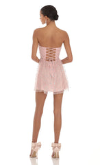 Julia Sequin A-Line Dress in Pink