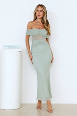 Swan Song Off Shoulder Mesh Maxi Dress