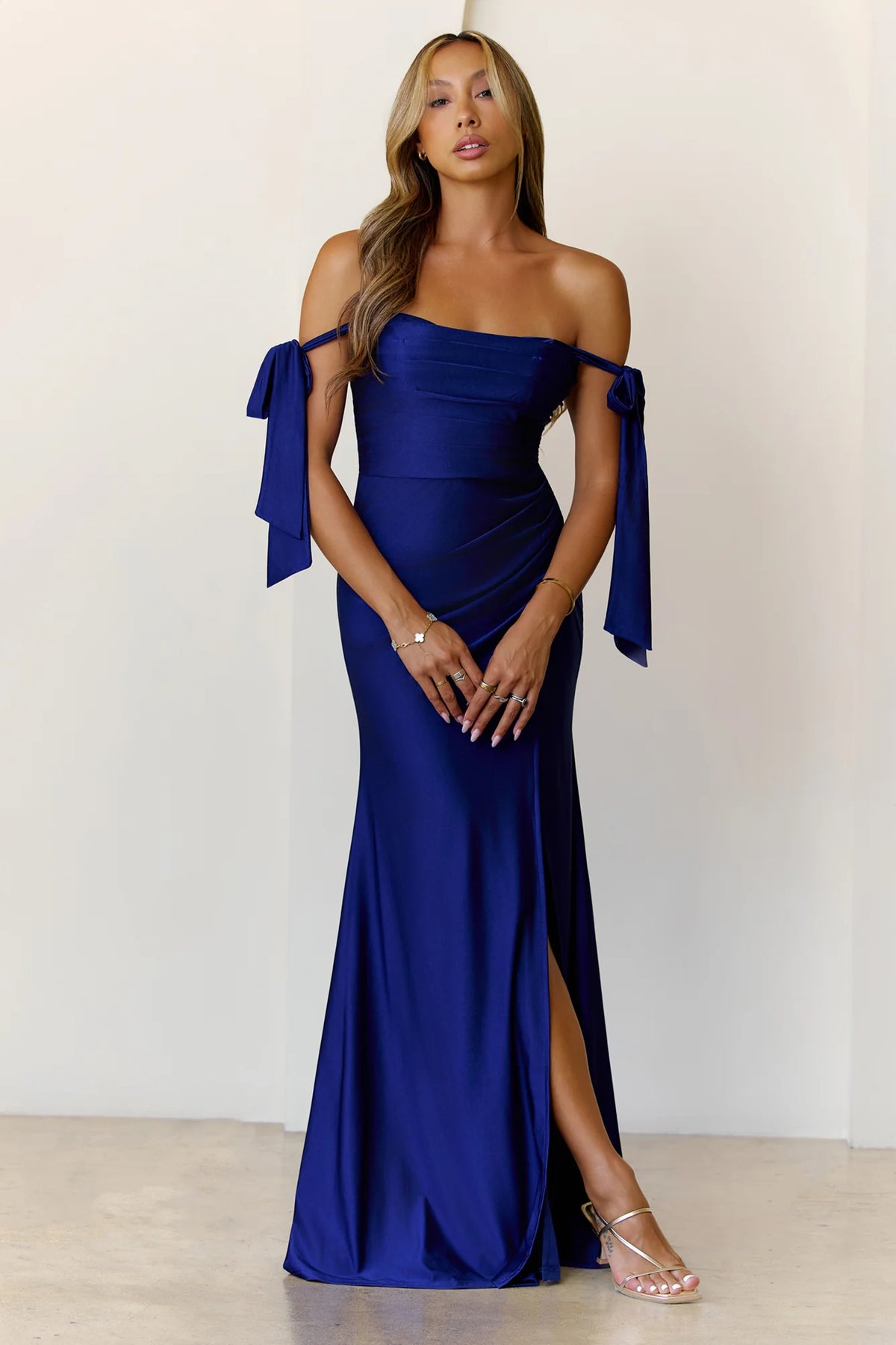 Whispers Of Dusk Off Shoulder Maxi Dress