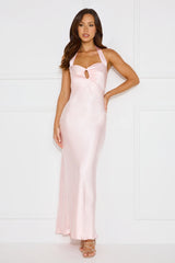 Ambiance Of The Night Halter Satin Maxi Dress