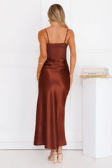 Rule The Glow Satin Mesh Maxi Dress