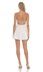 Floral Strap Fit and Flare Dress in White