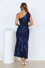 Glossy Girl One Shoulder Mesh Maxi Dress