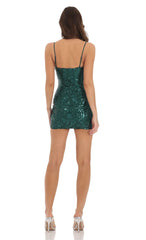 Sequin Bodycon Dress in Green