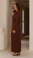 Cyra Long Sleeve Maxi Dress - Chocolate