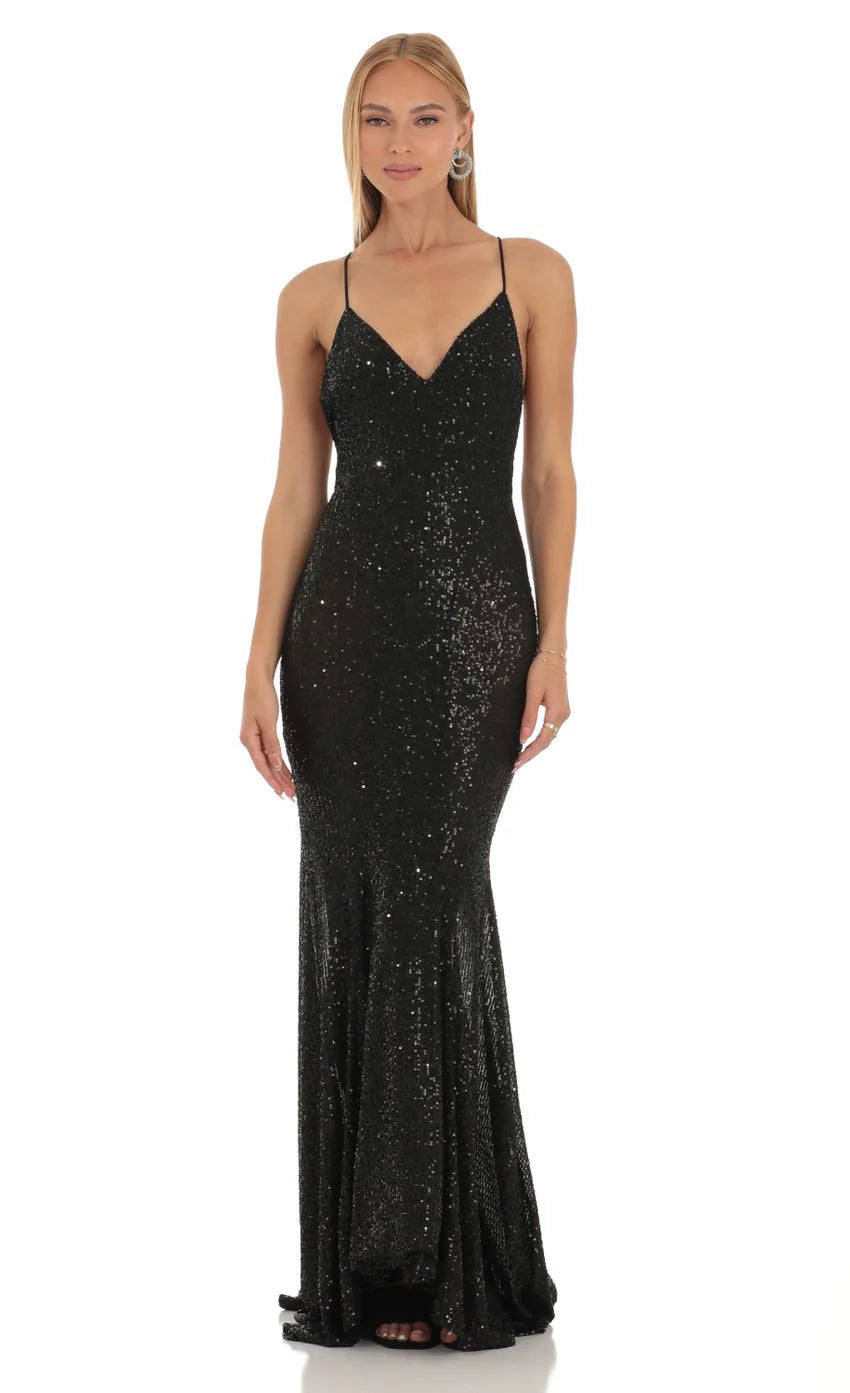 Sequin Mermaid Dress in Black
