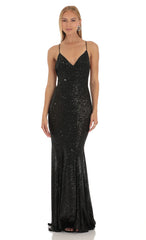 Sequin Mermaid Dress in Black