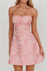 Kyrah Lace-Up Back Mini Dress Floral Pink