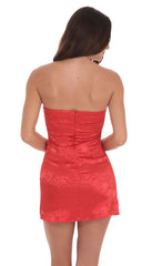 Paisley Jacquard Bodycon Dress in Red
