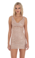 Sequin Cowl Neck Open Back in Gold