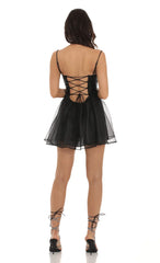 Fortuna Sequin Corset Dress in Black