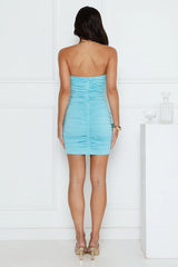 Must Be The Drip Strapless Mini Dress Blue