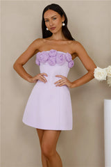 Wild Rose Affair Strapless Mini Dress Lilac
