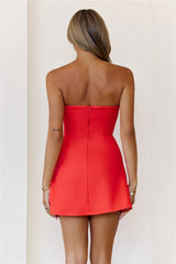 Blossom Luxe Strapless Mini Dress Red