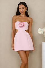 Rose Beauty Strapless Mini Dress