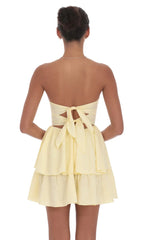 Jacquard Corset Mini Dress in Yellow