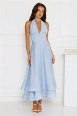 Opal Glow Halter Maxi Dress Blue