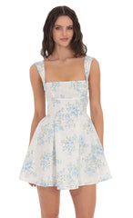 Floral Eyelet Fit and Flare Dress in White