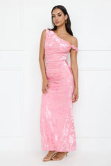 Sultry Poise Mesh Off Shoulder Maxi Dress
