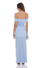 Lace Tassel Wrap Maxi Dress in Sky Blue
