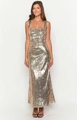 Mirror Gold Sequin Maxi Dress
