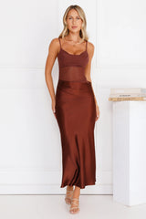 Rule The Glow Satin Mesh Maxi Dress