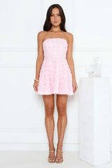 Rosette Whimsy Strapless Mini Dress