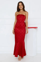 Symphony Of Silk Satin Strapless Maxi Dress