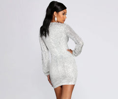 Long Sleeve Sequin Mini Dress