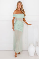 Dewdrop Dream Off Shoulder Mesh Maxi Dress