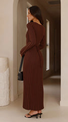 Cyra Long Sleeve Maxi Dress - Chocolate