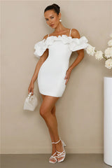 Love On Lock Off Shoulder Mini Dress White
