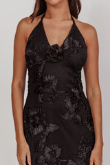 Your Affections Rosette Ribbon Embellished Maxi Dress Black