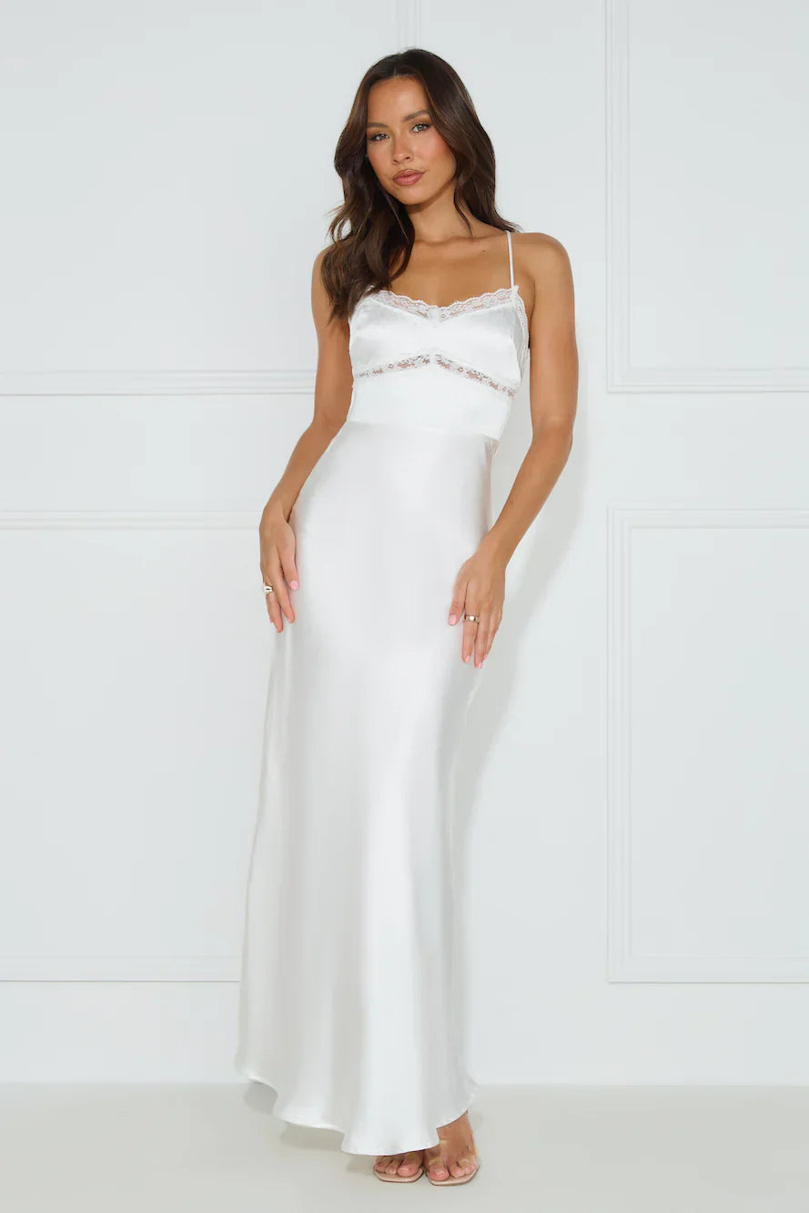 Nobody But You Satin Maxi Dress White