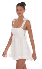 Shimmer Ruffle Babydoll Dress in White