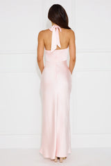 Ambiance Of The Night Halter Satin Maxi Dress