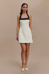 Cara Contrast Suiting Mini Dress - Black/White