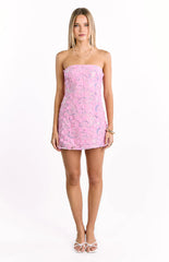 Eva Pink Sequin Strapless Mini Dress