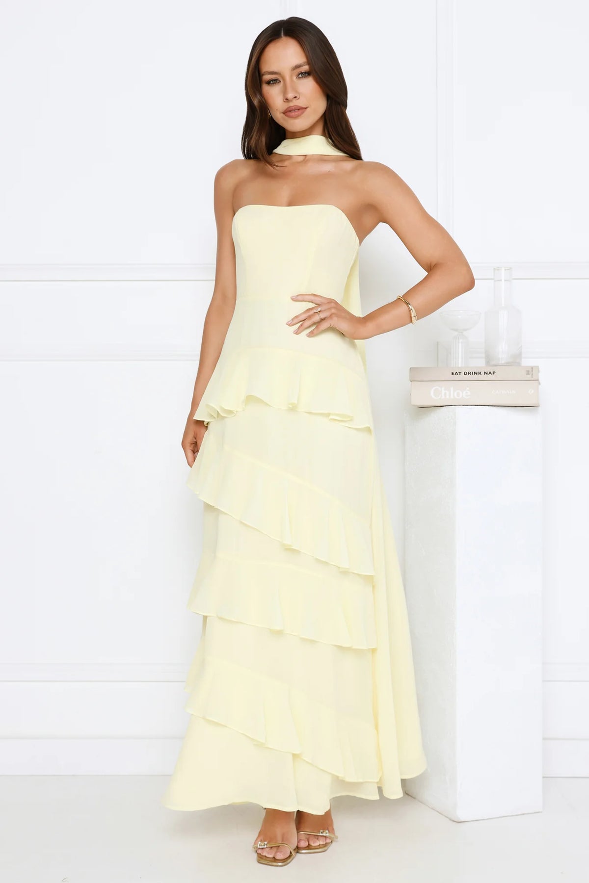 Sunset Reverie Strapless Maxi Dress