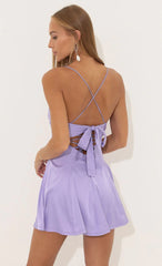 Draped A-Line Dress in Purple