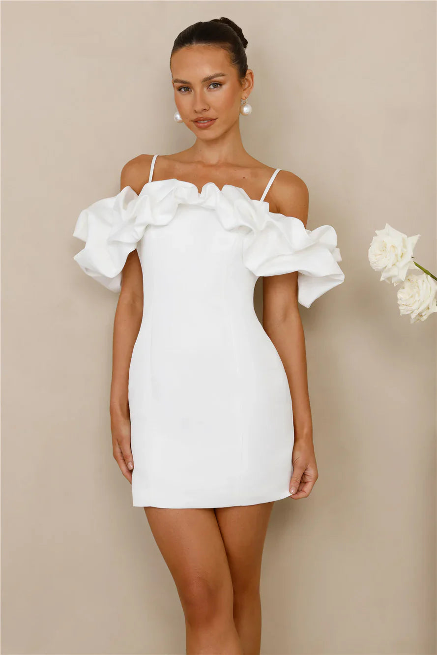 Love On Lock Off Shoulder Mini Dress White