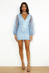 Queen Status Sequin Mini Dress Blue