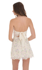 Eyelet Floral Strapless Dress in Ivory
