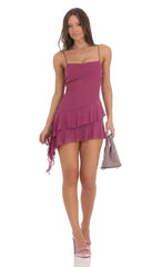 Mesh Tassel Dress in Plum