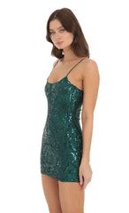 Sequin Bodycon Dress in Green