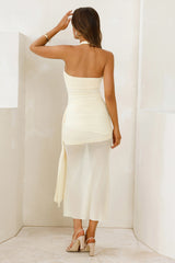 Elevated Intention Mesh Halter Maxi Dress Yellow